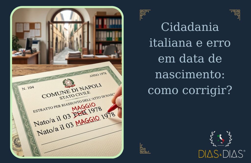 Cidadania italiana e erro em data de nascimento como corrigir